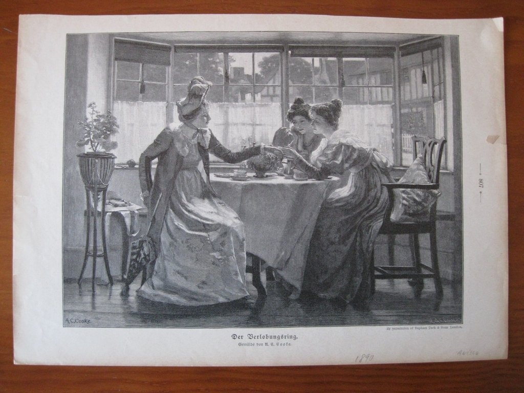 Mujeres observando el anillo de su amiga, 1890